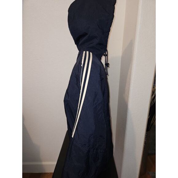 Vintage Adidas Jacket Mens L Blue Trefoil Logo Striped Full Zip Hooded Insulated - Picture 7 of 13